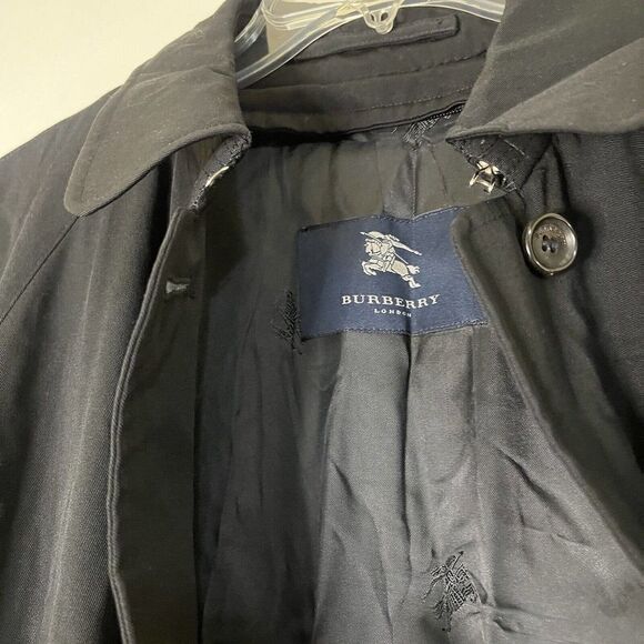 Vintage Burberry Men Oversized Black Trench Coat size Medium Large - Picture 8 of 10